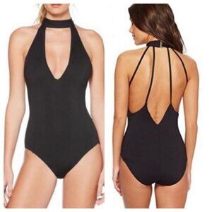 NWT LAUNDRY Italian Luxe Solid Choker 1Piece swim